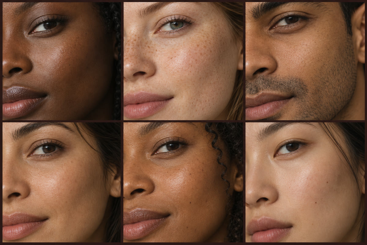 A spectrum of skin tones